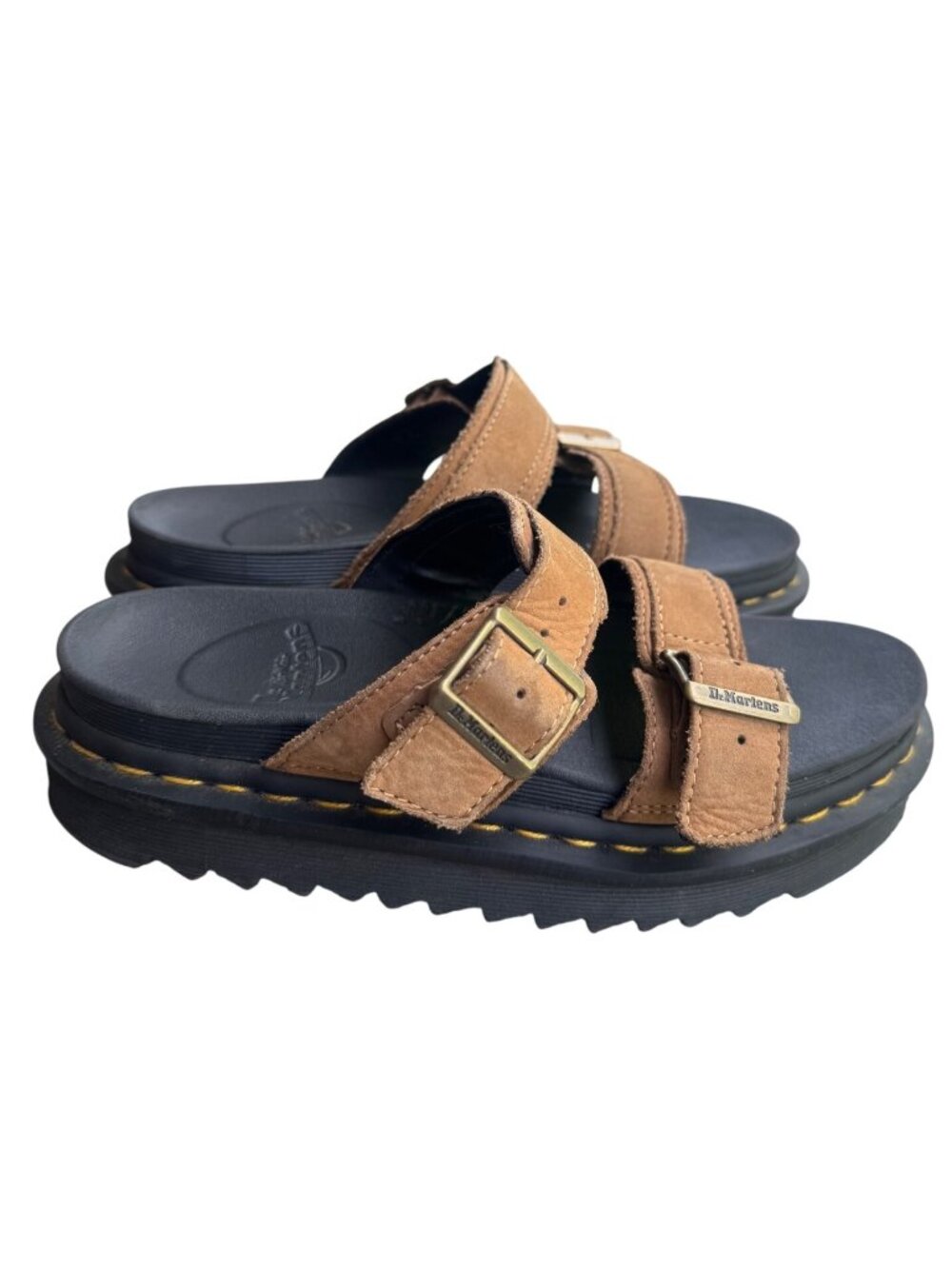 Dr. Martens Myles Brown Leather Sandals Unisex Sz M 6 / 7 W Buckle Straps